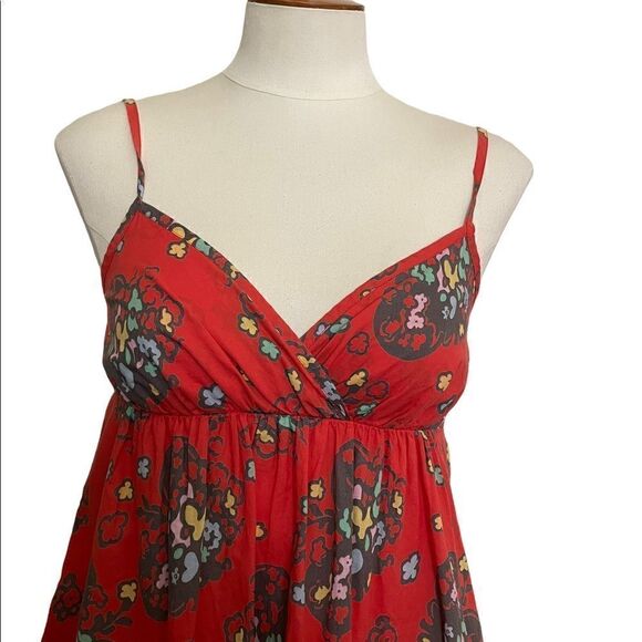 TOPSHOP Flowy Floral Tank Top Orange / Red Size 8 - Picture 4 of 10